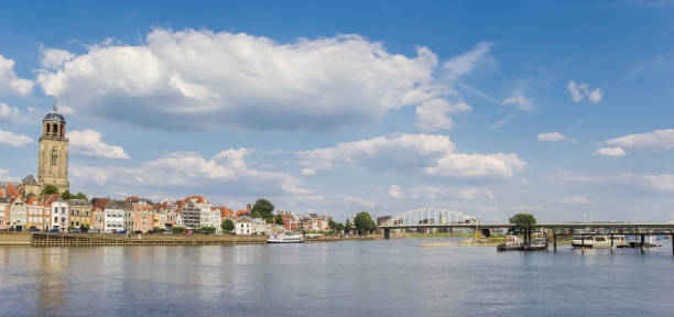 Panorama of the IJssel river near historic city Deventer, Netherlands Panorama of the IJssel river near historic city Deventer, Netherlands deventer photos stock pictures, royalty-free photos & images