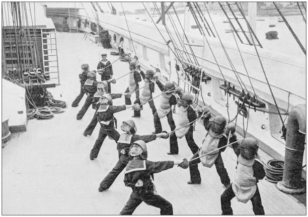 istock Navy and Army antique historical photographs: Navy cadets training 1027182074