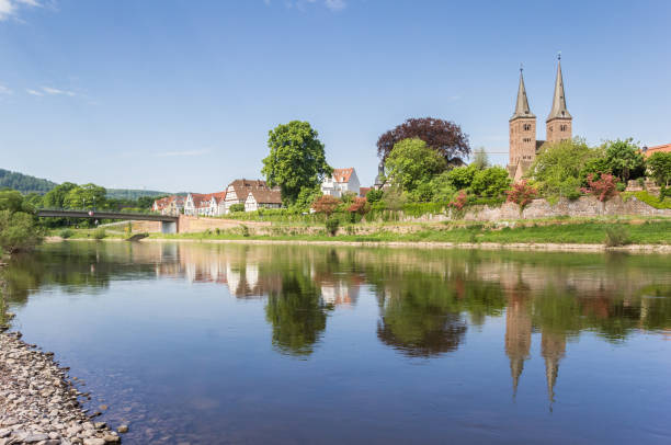 istock Weser river and the skyline of Hoxter, Germany 1027183600