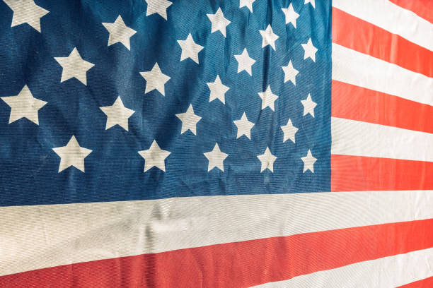 istock Closeup of ruffled American flag 1027190448