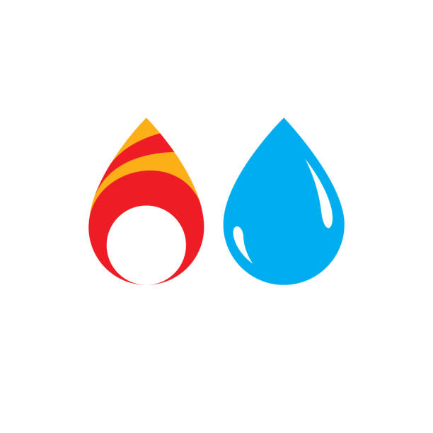 ilustrações de stock, clip art, desenhos animados e ícones de combination of water and fire elements abstract logo, nature power. - natural gas flame fuel and power generation heat