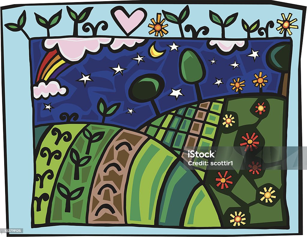 Night Landscape  Agricultural Field stock vector
