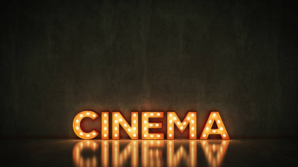 istock Neon Sign on Brick Wall background - Cinema. 3d rendering 1027194490
