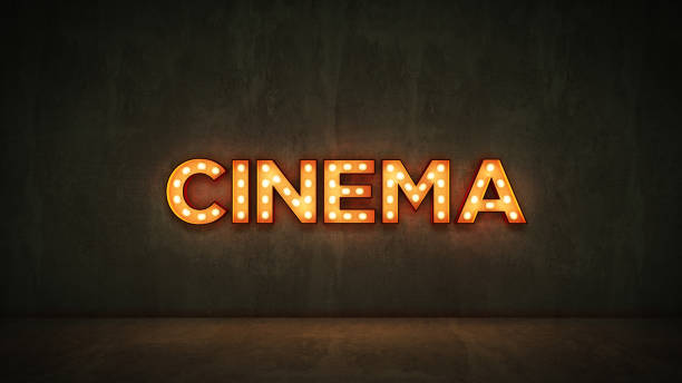 istock Neon Sign on Brick Wall background - Cinema. 3d rendering 1027195266