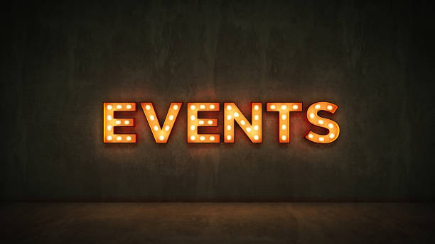 istock Neon Sign on Brick Wall background - Events. 3d rendering 1027195364