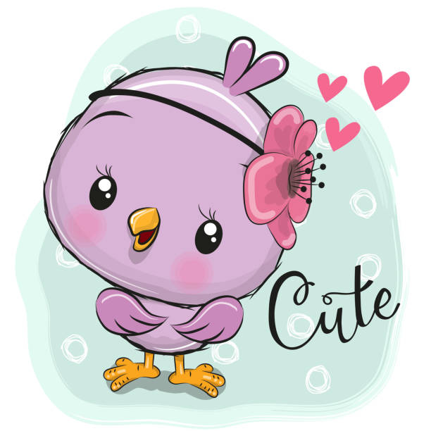 niedlichen küken auf blauem hintergrund - baby chicken human hand young bird bird stock-grafiken, -clipart, -cartoons und -symbole