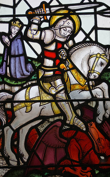 St George and the Dragon stained glass window