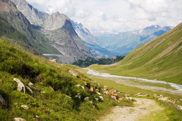 Rocky Mountain Landscape with Marmot on Mont-Blanc Trail