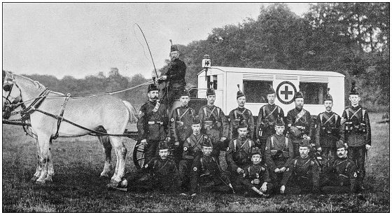 Navy and Army antique historical photographs: Ambulance, Wiltshire