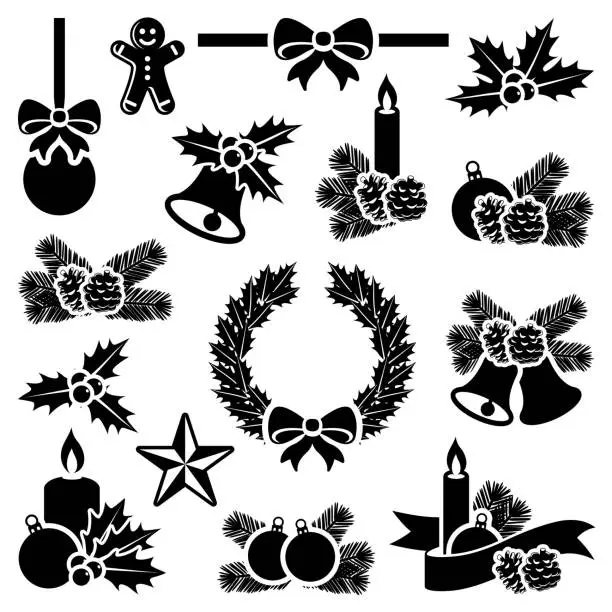 Vector illustration of Christmas decoration collection