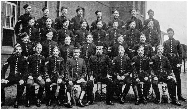 Navy and Army antique historical photographs: Police, Aldershot Navy and Army antique historical photographs: Police, Aldershot 1890 stock illustrations