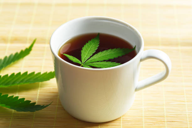 istock Cannabis herbal tea and marijuana leaves 1027234990