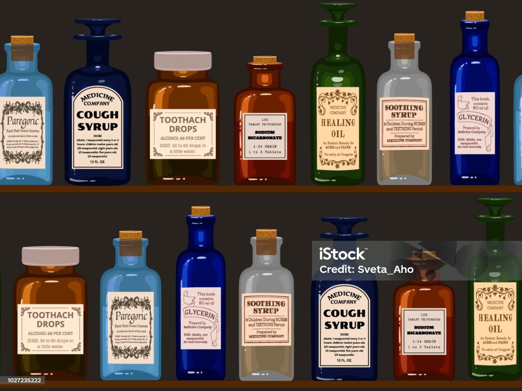 botellas de medicina perfecta - arte vectorial de Medicamento libre de derechos