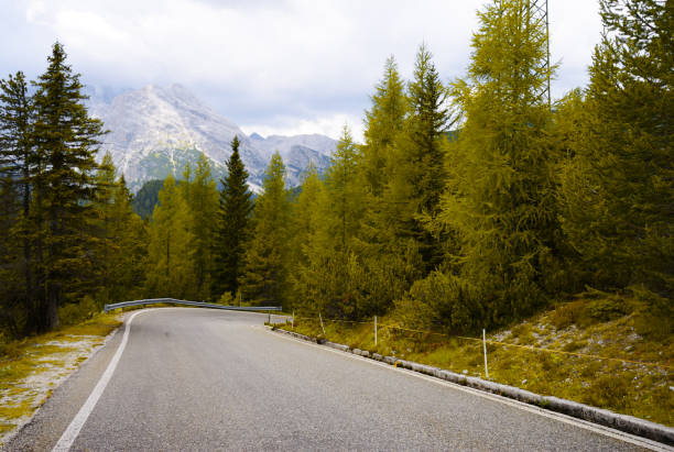 The sunset view road of journey with Gosau town, Salzkammergut, Austria