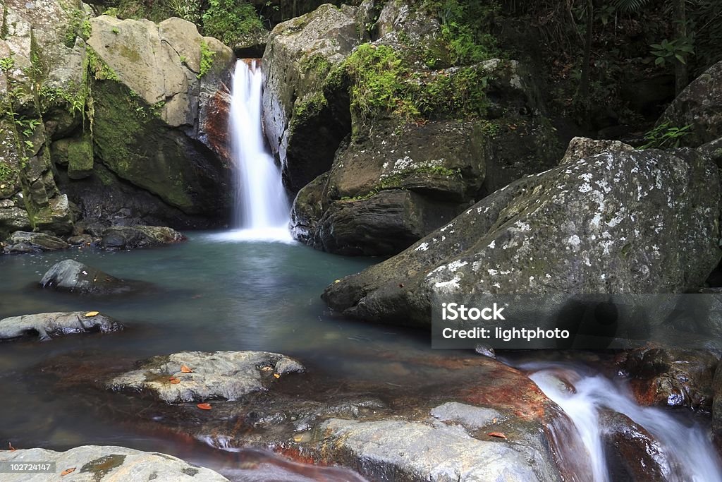 Hidden Grotto and Falls  El Yunque Rainforest Stock Photo