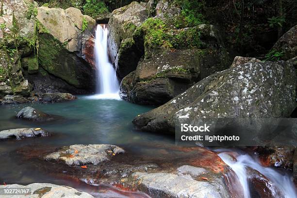 Hidden Grotto And Falls Stock Photo - Download Image Now - El Yunque Rainforest, Puerto Rico, Waterfall