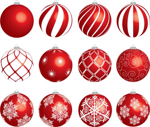 zestaw bombek bożonarodzeniowych - ilustracja - pink christmas christmas ornament sphere stock illustrations