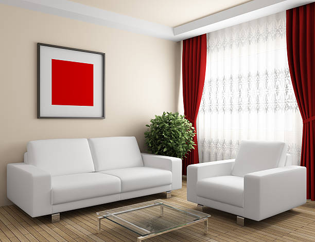 Combined Living and Dining Room in Black and Red
