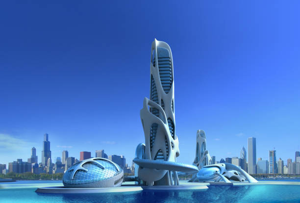 istock Futuristic city architecture for fantasy and science fiction 1027264824