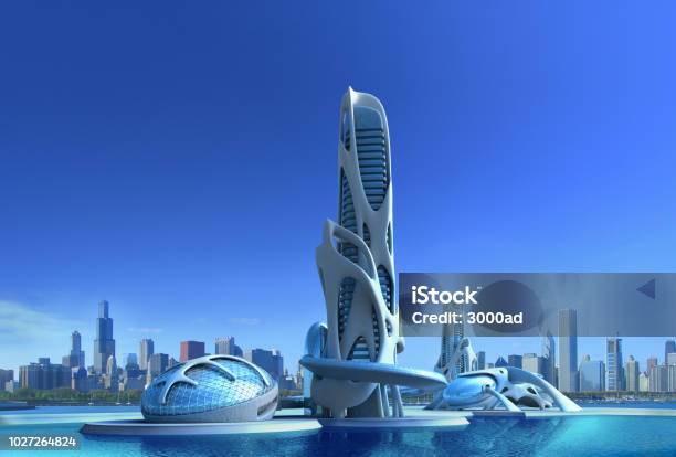 Futuristic City Architecture For Fantasy And Science Fiction Stock Photo - Download Image Now