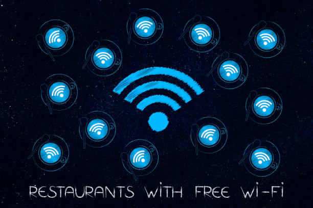 istock wifi icons surrounded by coffee cups with the same symbol in the foam 1027269886