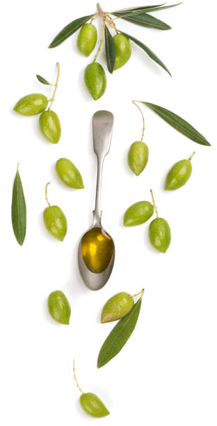 istock Olive fruits and olive oil. Above view. 1027276914