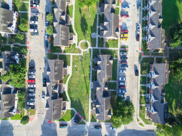 istock Top view suburban area subdivision of downtown Houston, Texas 1027280340