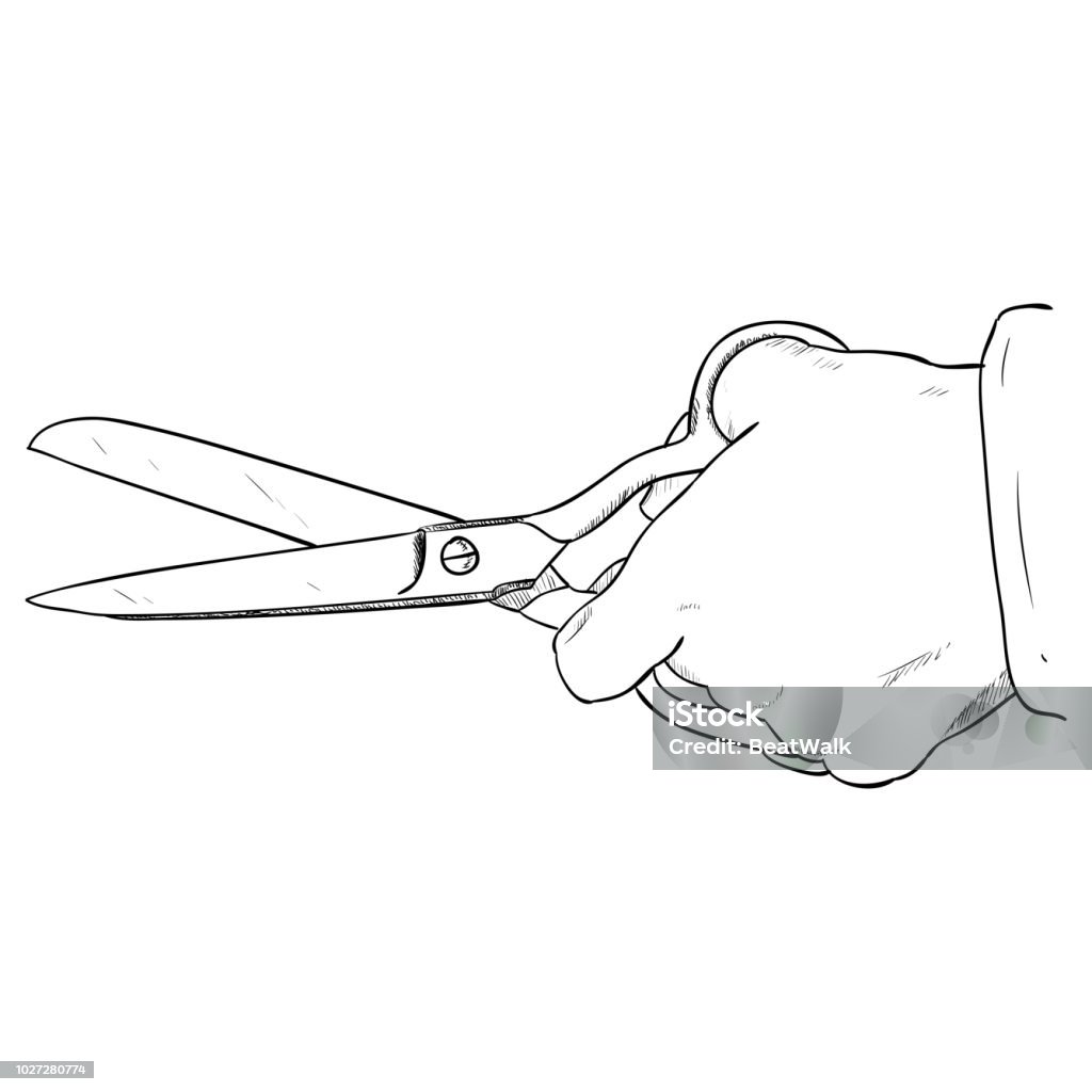 Vector sketch of scissors Vector sketch of kitchen scissors. Hand draw illustration. Ancient stock vector