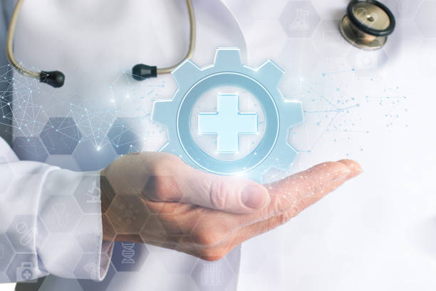istock Doctor showing medical equipment icon . 1027287190