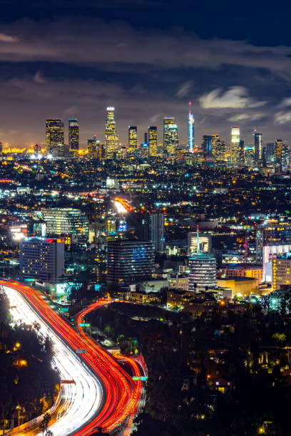istock Los Angeles skyline and evening traffic looking from Hollywood 1027303078