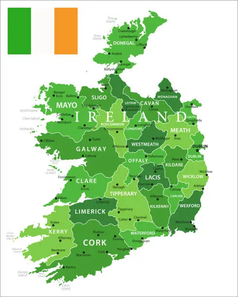 Vector illustration of 15 - Ireland - Green Isolated 10