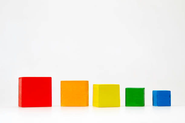 istock Colorful wooden cubes in a row on white background 1027303806