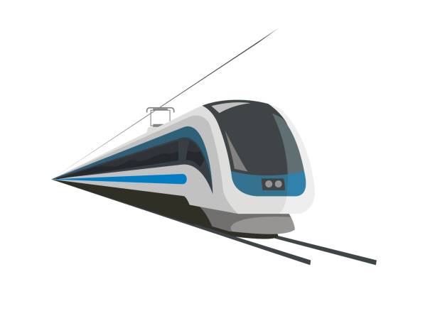 ilustrações, clipart, desenhos animados e ícones de trem rápido com catenária e fio - mass transport