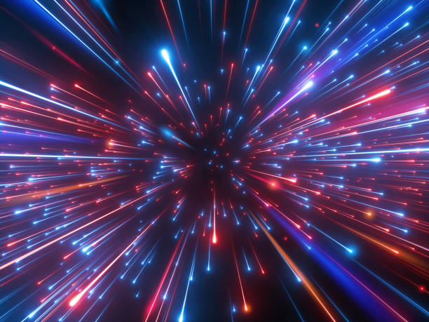 istock 3d render, red blue fireworks, abstract cosmic background, big bang, galaxy, falling stars, celestial, beauty of universe, speed of light, neon glow, cosmos, ultraviolet infrared light, outer space 1027306688