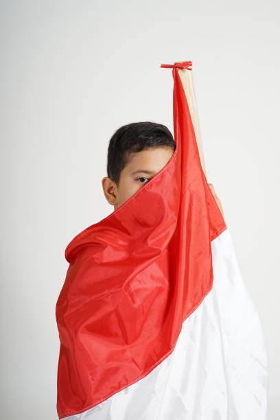 istock Boy holding Indonesian Flag 1027318098