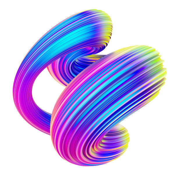 istock Fluid twisted shape design element with trendy holographic colors 1027318382