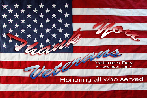 American flag. Veterans Day message
