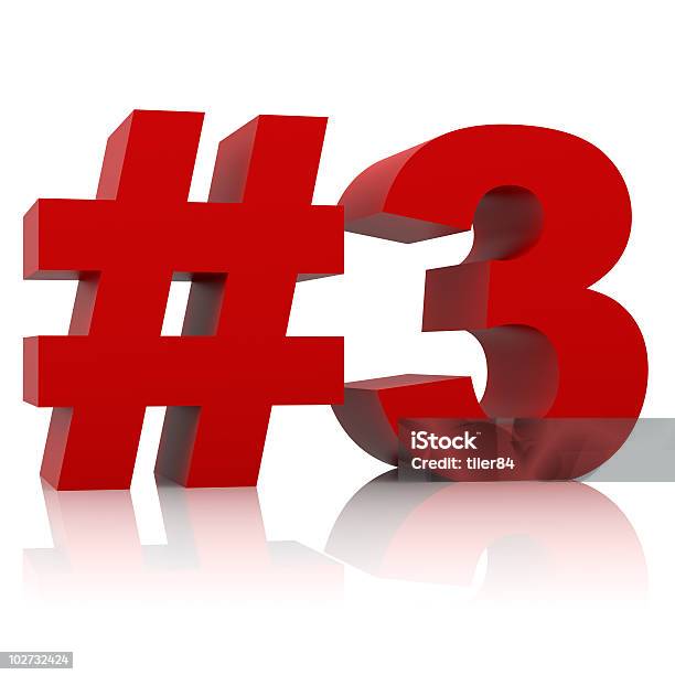 Red Number Three Sign Isolated On White Background Stock Photo - Download Image Now - Color Image, Cut Out, No People