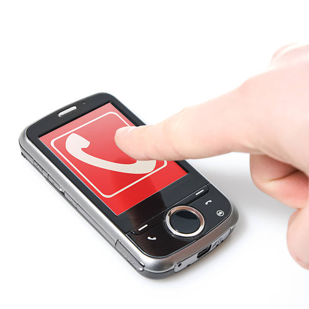 istock finger and pda with incoming call isolated on white 102732705