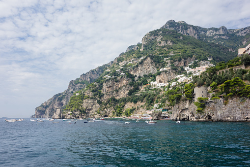 Positano view from sea, Campania, Italy