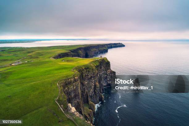 Aerial View Of The Scenic Cliffs Of Moher In Ireland Stock Photo - Download Image Now