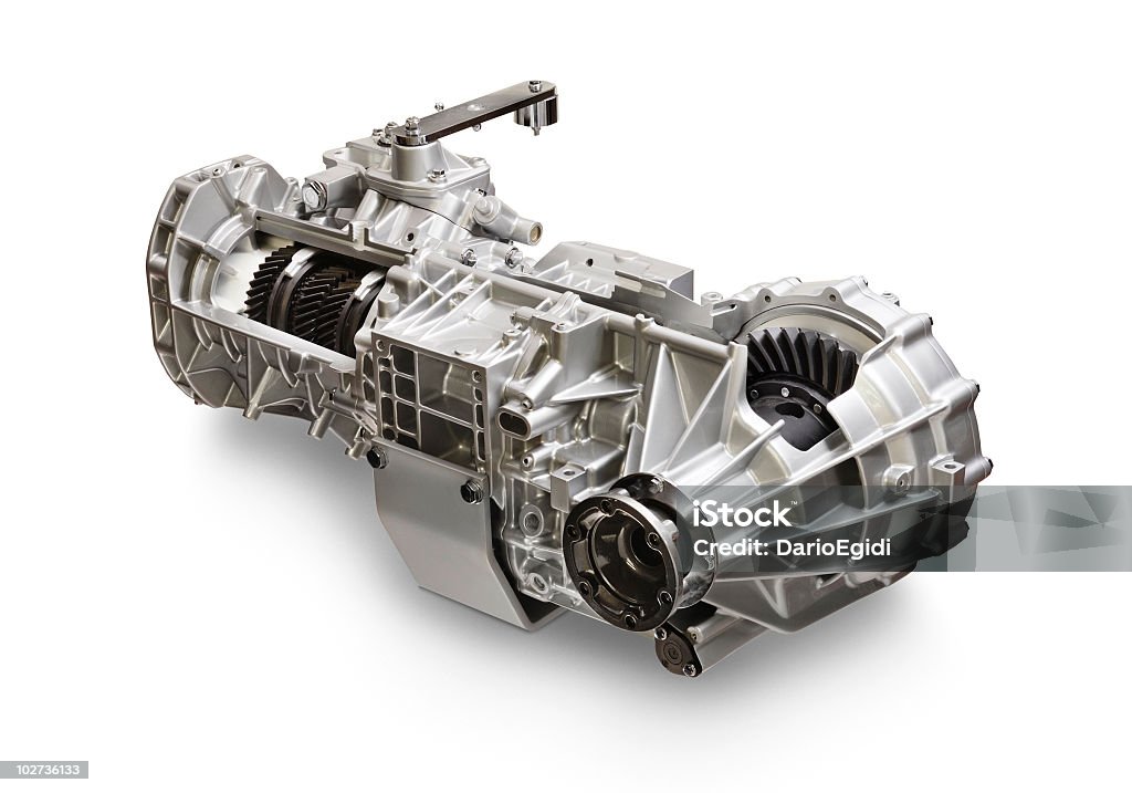 Ingranaggio unità di un motore camion su sfondo bianco - Foto stock royalty-free di Bianco