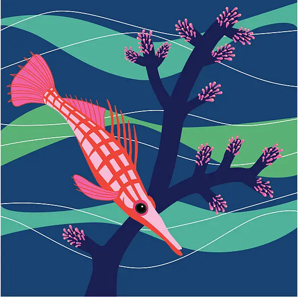 Vector illustration of Longnose Hawkfish