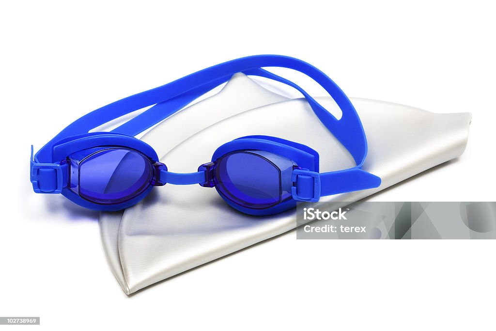Gafas de natación y tapa - Foto de stock de Gafas de natación libre de derechos