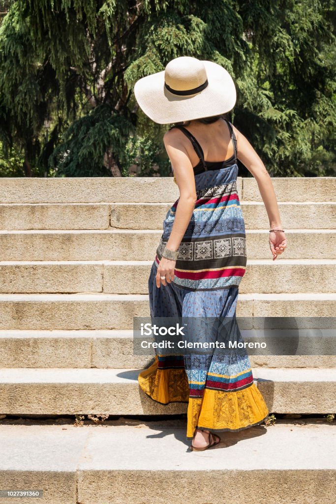 Beautiful Young Woman Climbing Stairs Stock Photo - Download Image Now ...