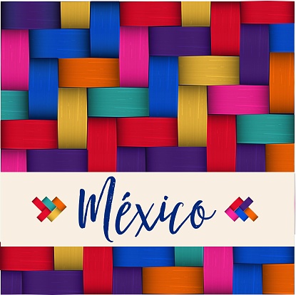 Traditional Colorful Mexican Vectorized Palm Weaving Composition – Copy Space