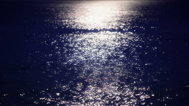 istock Beautiful romantic moon glade shimmering on dark water surface, night seascape 1027397492