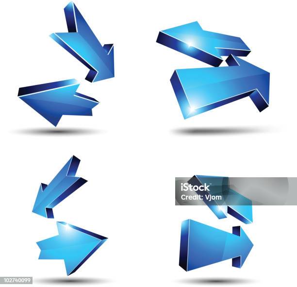 3d Blue Arrows Stock Illustration - Download Image Now - Arrival, Arrow Symbol, Blue