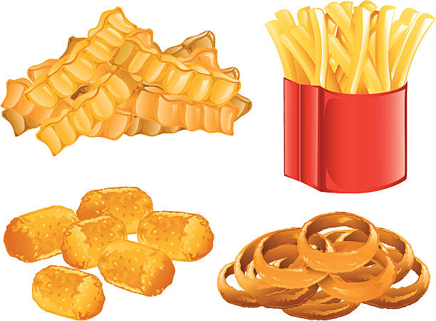 Fast Food icons  scalloped illustration technique stock illustrations