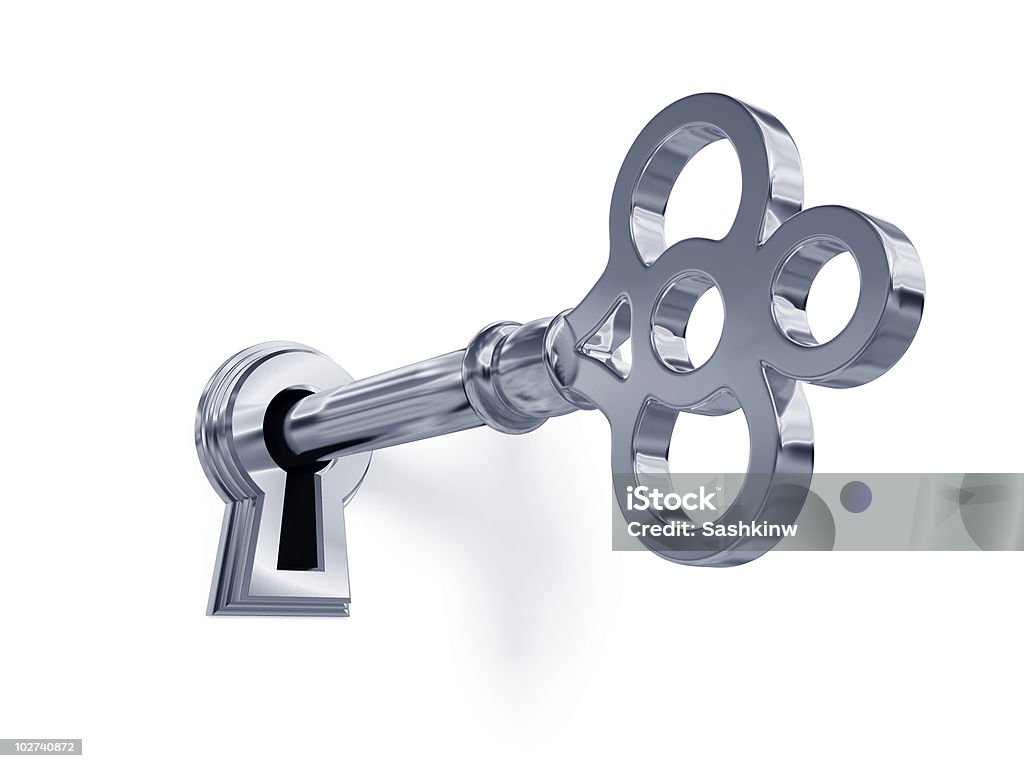 Prata chave no Buraco de Fechadura - Foto de stock de Figura para recortar royalty-free